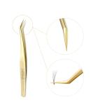 Emeda Gold Volume Tweezers - Precision Curved Pointed Stainless Steel Eyelash Extension Tweezers for 3D-6D Volume - Perfect for False Lash Applications - Buy Online on GoSupps.com