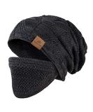 PAGE ONE Men's Winter Slouchy Beanie - Warm Fleece Lined Skull Cap Black - Buy Online on GoSupps.com