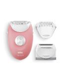 Braun Silk- pil 3 Beauty Set - Epilator for Women | Hair Removal Trimmer and Massage Attachments | Model 3-440 - Flamingo/White - Buy Online on GoSupps.com