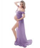 FEOYA Maxi Maternity Dress Chiffon Lace Strapless Gown - Purple Maternity Gown for Pregnant Women Photography - Buy Online on GoSupps.com