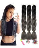 Shop Showjarlly Kanecalon Hair Braids Extensions | Ombre Jumbo Braid 24 | Black/Dark Gray - 3 Pack - Buy Online on GoSupps.com