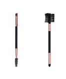 Duo Eyebrow Brush Set - Professional Angled Eye Brow Brush and Spoolie Brush with Eyelash Comb and Eye Shadow Brush (Black) - Buy Online on GoSupps.com