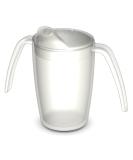 Ornamin Two Handled Mug 220ml with Spouted Lid - Transparent, Ergonomic Design for Shaky Hands - Care Feeding Cup - Buy Online on GoSupps.com