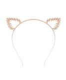 Lurrose Cat Ears Headband with Crystals Leaf Shaped Gold Hard Headband Stylish Party Hair Accessory - Buy Online on GoSupps.com