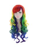 Lurrose Long Curly Rainbow Wig - Wavy Cosplay & Halloween Wig for Women | International Shipping Available - Buy Online on GoSupps.com