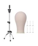 Wig stand Tripod & Cork Canvas Block Head Anself Adjustable Hairdresser Table Training Head Stand Mannequin Head Wig Display Styling Head Manikin Canvas Head with 6 Tpins for Home or Salon Use (22") type 22'' - Buy Online on GoSupps.com