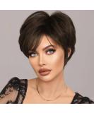 Buy Phocas Short Brown Pixie Cut Wig for Women | Stylish Layered Chocolate Brown Synthetic Hair Wig - Buy Online on GoSupps.com
