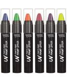 UV Face and Body Paint Sticks - Halloween Club Makeup - Safe for All Skin Types - Splashes & Spills (6 Pack) - Buy Online on GoSupps.com