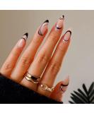 Sethexy Almond Shape False Nails 24st Swirl Acrylic Press-On Nails for Women & Girls in Black - Buy Online on GoSupps.com