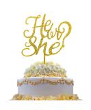 He or She Cake Topper Gold Acrylic Gender Reveal Topper for Baby Shower Gender Reveal Party Decorations by Topfunyy - Buy Online on GoSupps.com