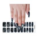 Semi Cured Gel Nails Strips 20 Stickers Nail Wraps Soft Self-Adhesive Gel Nail Stickers Salon-Quality Gel Nail Strips for Nails French Tip Manicure UV/LED Lamp Required (104-Black Blue) - Buy Online on GoSupps.com