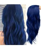 Baruisi Blue Long Curly Wavy Synthetic Wig for Women - Heat Resistant Costume Cosplay Hairpiece with Middle Part - Buy Online on GoSupps.com