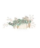 Wedding Hair Comb Rhinestone Clip - Green Crystal Bridal Hair Accessories - Buy Online on GoSupps.com