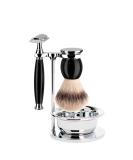 M HLE Sophist Shaving Set with Bowl - Silvertip Fibre Safety Razor in Black High-Grade Resin | Premium Men's Grooming Tools - Buy Online on GoSupps.com