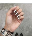 Square Short Mirror Press on Nails - Silver Glossy False Nails (24 PCS) for Women and Girls - Buy Online on GoSupps.com