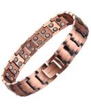 Mens Copper Bracelets 8.8" Link Adjustable Black Pure Copper with Double Raw 3500 Gauss Magnets for MEN - Buy Online on GoSupps.com