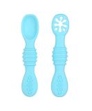Vicloon Baby Fork and Spoon Set - 2Pcs Silicone Self Feeding Utensil for Infant/Toddler - Easy Grip Toddler Cutlery Kit in Blue - Buy Online on GoSupps.com