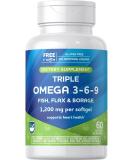 RA Triple Omega 3 6 9 Fish Oil - 120 Softgels for Healthy Heart Support with DHA  EPA  Flaxseed  and Borage Oil - Buy Online on GoSupps.com