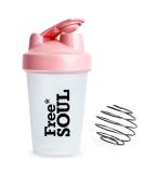 Free Soul Protein Shaker Bottle 400ml with Mixball - Pink - BPA Free - Mini Water Bottle for Protein Shakes - Small & Easy to Grip & Temperature Safe - Buy Online on GoSupps.com
