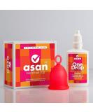 Asan Menstrual Cup (Light/Medium Flow) + OneDrop Cleanser Combo Pack | Easiest Cup to Insert & Remove I Special Ring Design | Premium Medical Grade Silicone I Designed in The USA Light/medium flow + One Drop Cleanser - Buy Online on GoSupps.com