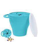 Vicloon Collapsible Silicone Baby Snack Cup Baby Snack Cup Silicone Snack Cup Non Spill Snack Pot for Baby Snack Catcher Food Cup with Lid Snack Pot for Toddler (Blue) - Buy Online on GoSupps.com