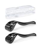 Zemolo 2Pcs Derma Roller Set - 0.5mm&1mm Beard Microneedling Roller for Hair, Skin, Face and Body - 540 Needles for Men & Women - Black - Buy Online on GoSupps.com