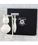 Premium White Safety Razor & Badger Brush Set | Buy Internationally - Eco-Friendly Shaving Accessories - Buy Online on GoSupps.com