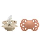 BIBS Infinity Silicone Pacifier 2-Pack - BPA-Free Suction Set, Made in Denmark - Size 1 (0-6 Months) Vanilla/Peach - Buy Online on GoSupps.com
