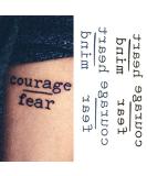 Oottati 2 Sheets Small Cute Temporary Tattoo Stickers - Courage Fear Heart Mind Quote - Buy Online on GoSupps.com