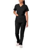Adar Pro Breakthrough Plus Scrub Set for Women - V-Neck Top & Pocket Pants, Black - Size Medium - Buy Online on GoSupps.com