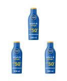 Nivea Sun Protection & Care Sun Milk LSF 50+ (3-Pack) - 200 ml Sunscreen for 48h Moisture & Immediate UVA/UVB Protection - Buy Online on GoSupps.com