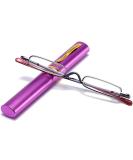 KoKoBin Mini Slim Reading Glasses +1.0 - Spring Hinge Metal Visual Aid for All Unisex Portable Case Included - Purple Color - Buy Online on GoSupps.com