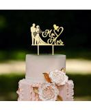 Personalized Wedding Cake Topper - Bride & Groom Figures Mr & Mrs Decoration Wood Color for Weddings & Parties - Buy Online on GoSupps.com