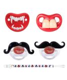 4 Pack Funny Baby Pacifiers 0-6 Months - Mustache, Lips, Binky Kiss Toys - BPA Free for Boys and Girls - Buy Online on GoSupps.com