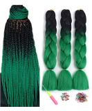 Buy Showjarlly Kanecalon Ombre Jumbo Braid Hair Extensions - 24 Inch African Braids in Black/Deep Green - Buy Online on GoSupps.com