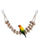 24in Natural Rope Parrot Ladder Toy for Birds - Ideal for African Grey, Cockatoo, Cockatiel, Conure, Budgie, Parakeet - Flexible Wooden Bridge Swing for Hamsters - Buy Online on GoSupps.com
