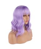 eNilecor Lavender Purple Wig Short Colorful Wavy Bob Wigs with Air Bangs 12" Natural Wigs for Women A-Lavender Purple - Buy Online on GoSupps.com