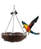 Natural Rattan Bird Cage Toys with Metal Bells - Ideal for Budgies, Cockatiels, Parrots, and More (27 x 12cm) - Buy Online on GoSupps.com