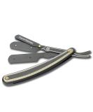 Capra-Falconeri Full Black Powder Coated Straight Edge Razor for Men - Professional Barber Single Blade for Close Shaving - Premium Quality with Laser Printing - Buy Online on GoSupps.com