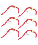Trout Nymph Fly - San Juan Worm Power Bead Gold Red V-Rib #10 Wet Flies 6 Pack - Buy Online on GoSupps.com