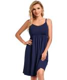 Sosolism Women's Nursing Nightdress - Dark Blue XL | Padded Lace Trim Breastfeeding Dress with Adjustable Straps - Buy Online on GoSupps.com