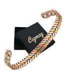 Cigmag Women's Copper Magnetic Bracelet - Adjustable Brazaletes Cuff Bangle with Ultra Strength Magnet - Tricolor Feather Design - Gift Box Included - Buy Online on GoSupps.com