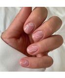RikView Pink Press on Short Fake Nails | Square Acrylic Nails with Swirls Design - Buy Online on GoSupps.com