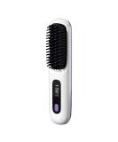 Cordless Hair Straightener Brush | USB Charging Hot Comb with LCD Display | 3 Heat Levels Fast Heat-Up | Portable Ion Styling Tool for Women - White - Buy Online on GoSupps.com