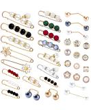 35 Pcs Pearl Brooch  Sweater Shawl Hat Clip Neckline Pins Double Faux Pearl Brooches for Women Girls Fashion Cover Up Buttons Clothing Dresses Decoration Accessories Pant Waist Tightener Safety Pins - Buy Online on GoSupps.com