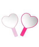 2PCS Heart-Shaped Makeup Hand Mirrors - Portable Travel Cosmetic Mirrors (Pink and Rose Red) - Buy Online on GoSupps.com