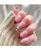 Vatocu Christmas False Nails - Short Red Press on Nails with Snowflakes, Elk, and Snowman Designs - 24pcs for Women and Girls - Buy Online on GoSupps.com