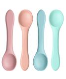 4Pcs Silicone Baby Weaning Spoons Set for Feeding - Toddler Cutlery Spoon Training in Morandi & Light Colors - Buy Online on GoSupps.com