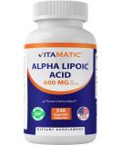 Vitamatic Alpha Lipoic Acid 600mg - 240 Non-GMO Vegetable Capsules - Gluten Free - Boost Your Health with 120 Servings - Buy Online on GoSupps.com