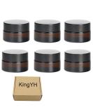 Kingyh 6-Pack 5ml Amber Glass Bottles - Perfect for Cosmetics Creams Lotions Essential Oils & Powders | Empty Containers with Lids - Buy Online on GoSupps.com